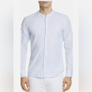 Ermenegildo Z Zegna Tennis Band All Over Print Collar Shirt Men Size M